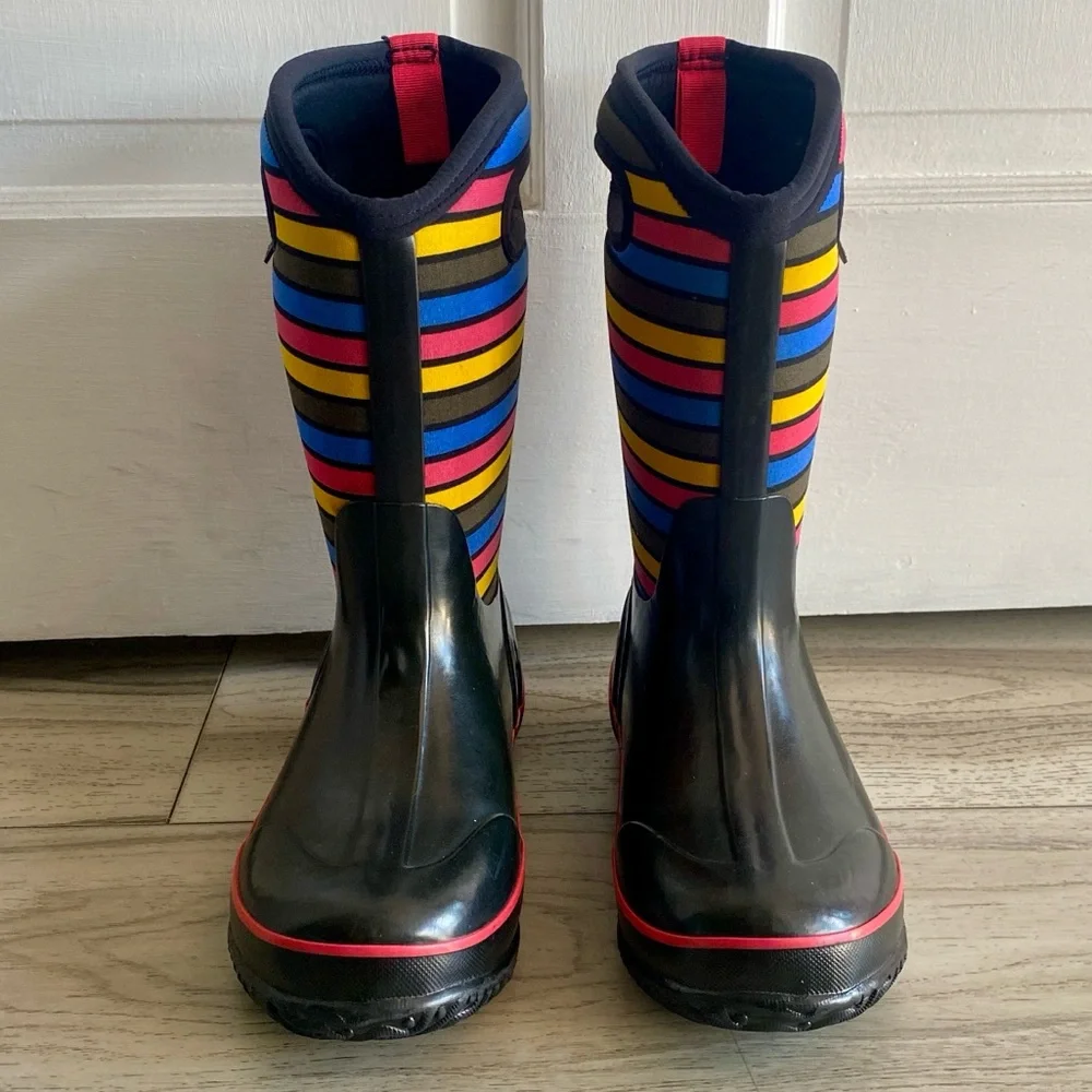 Bogs Girl’s Classic Striped Waterproof Winter Snow Boots